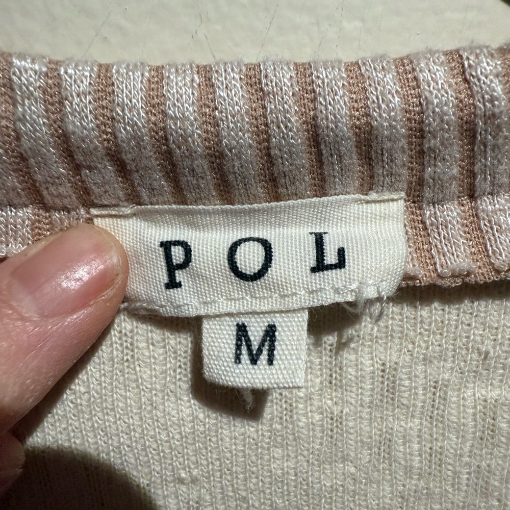 Pol Patchwork Button-Up Sweater - Cream And Pink - image 4